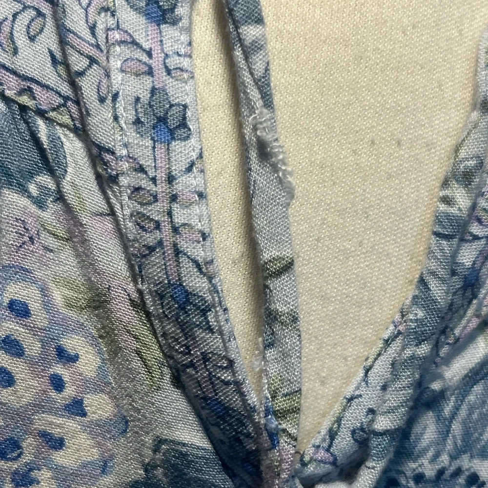 🎉HP🎉Lucky Brand Blue Floral Print Women’s Tiered Dress - Boho - Picture 9 of 11